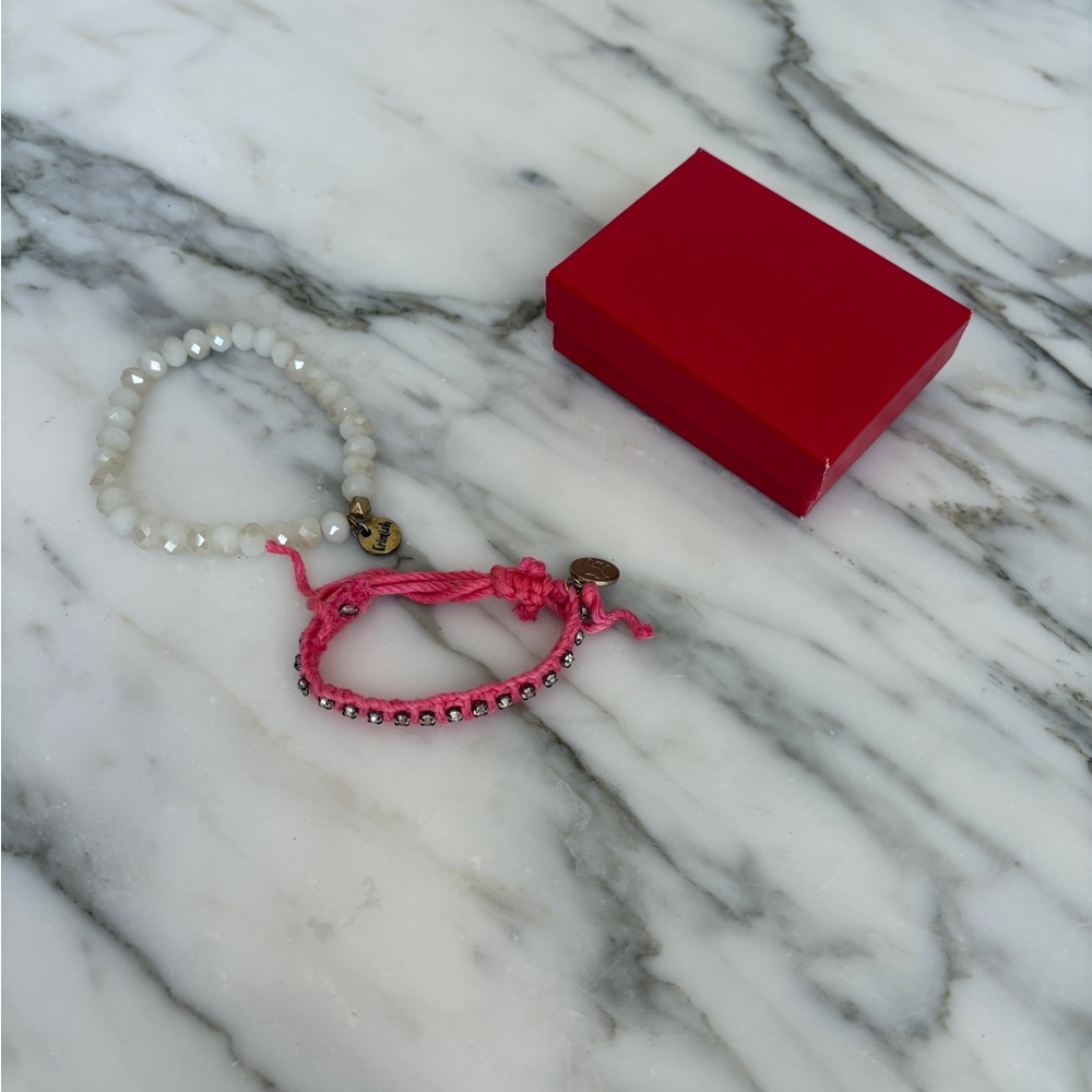 Bundle of Abercrombie Pink Bracelet & a White Quartz Bracelet